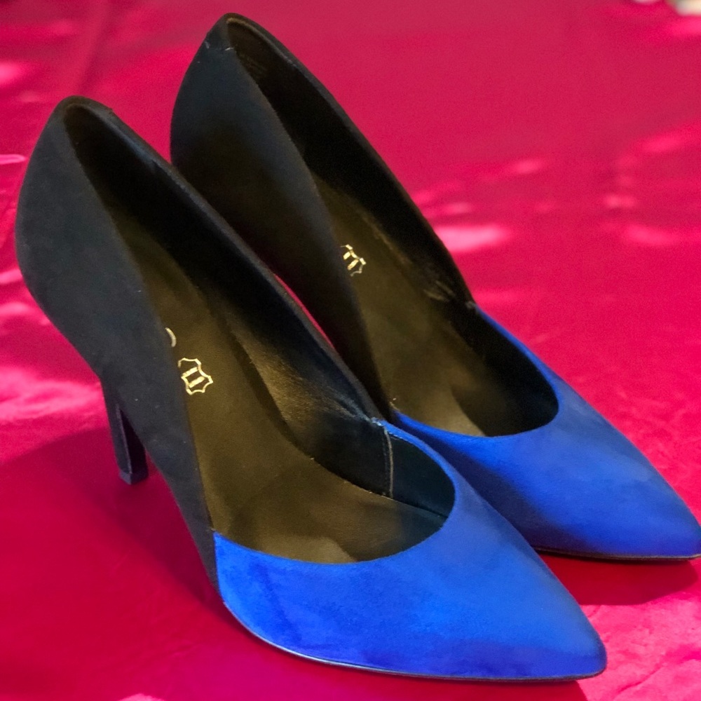 Aldo size 9 black and blue suede pumps